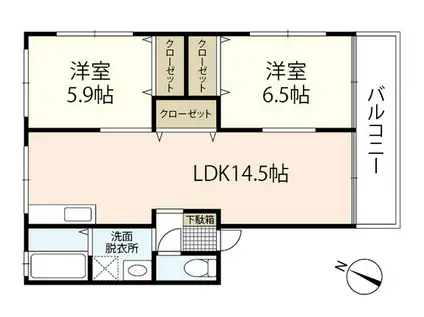 レトア上平良B棟(2LDK/2階)の間取り写真
