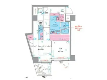 ジェノヴィア東向島IV(1SLDK/4階)の間取り写真