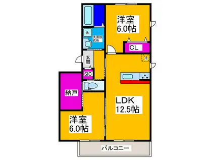 TOUJOURS(2LDK/2階)の間取り写真