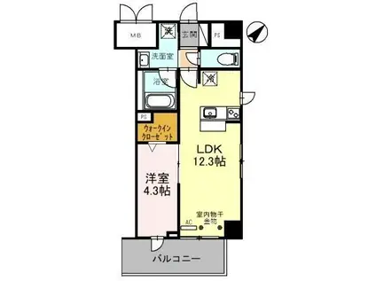 トライアンフけやき通(1LDK/4階)の間取り写真