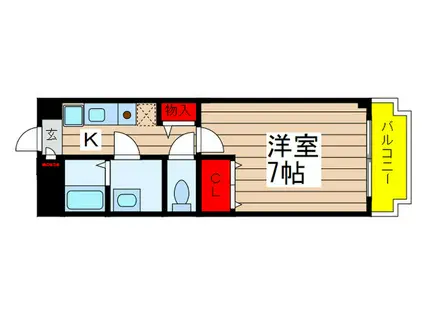 ヒルサイドテラス(1K/2階)の間取り写真