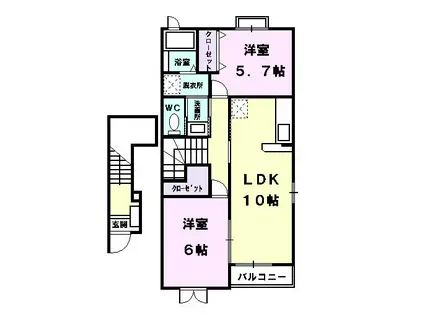 アルカンシェル・アベニール(2LDK/2階)の間取り写真