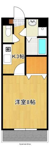 ミディアルピーヌ(1K/3階)の間取り写真