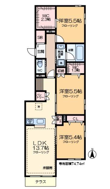 南葛西2丁目メゾン(3LDK/1階)の間取り写真