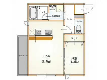 アルバーノ南福岡(1LDK/2階)の間取り写真