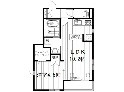 オルドヌング神楽坂(1LDK/1階)の間取り写真