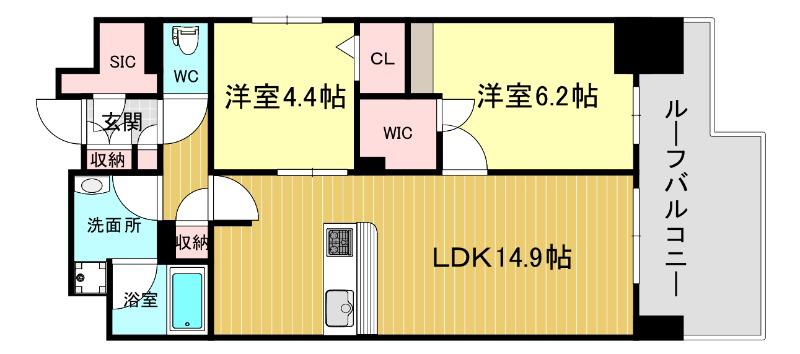 リビエナ グラン 新梅田(2LDK/6階)の間取り写真
