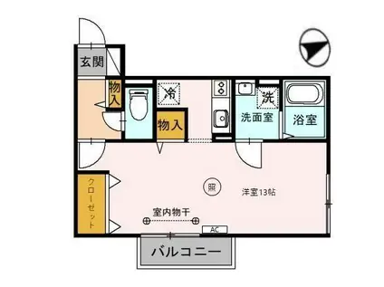 セレッサ花堂B棟(ワンルーム/1階)の間取り写真