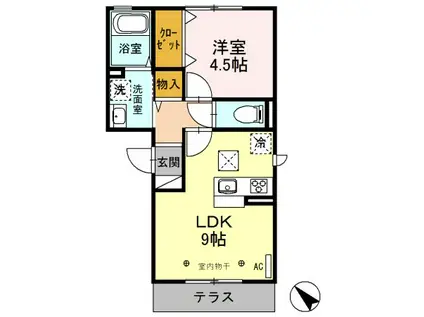 クレセント唐の原(1K/1階)の間取り写真