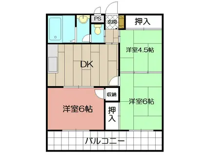 プランドール西小倉駅前(3DK/4階)の間取り写真