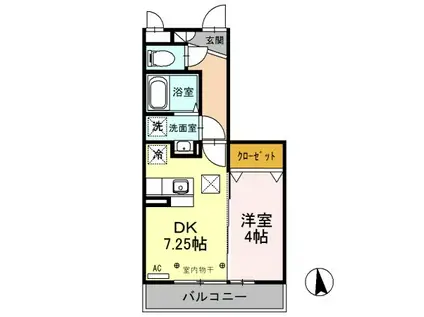 ロックパインB(1DK/1階)の間取り写真