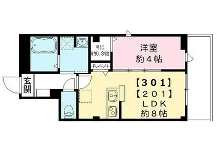 MAISON BLANCHE NAGAI(1LDK/3階)の間取り写真