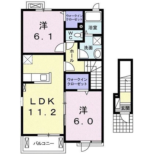 メゾン エンジュ II(2LDK/2階)の間取り写真