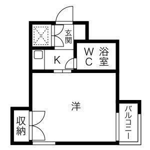 パレドゥナカミヤ(1K/2階)の間取り写真