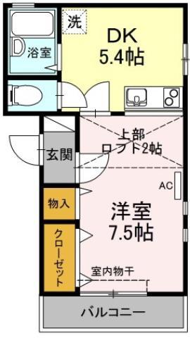 ハイツ夷山(1DK/2階)の間取り写真