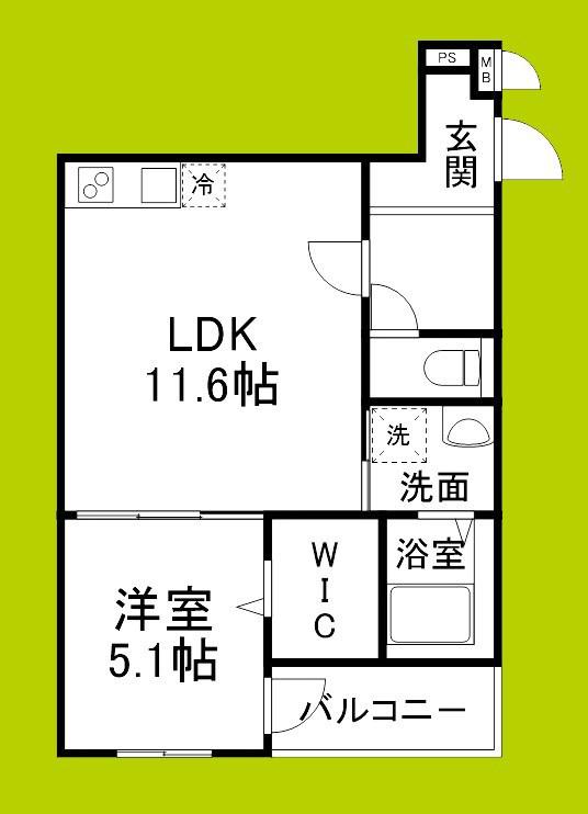 STスクエア徳庵(1LDK/1階)の間取り写真