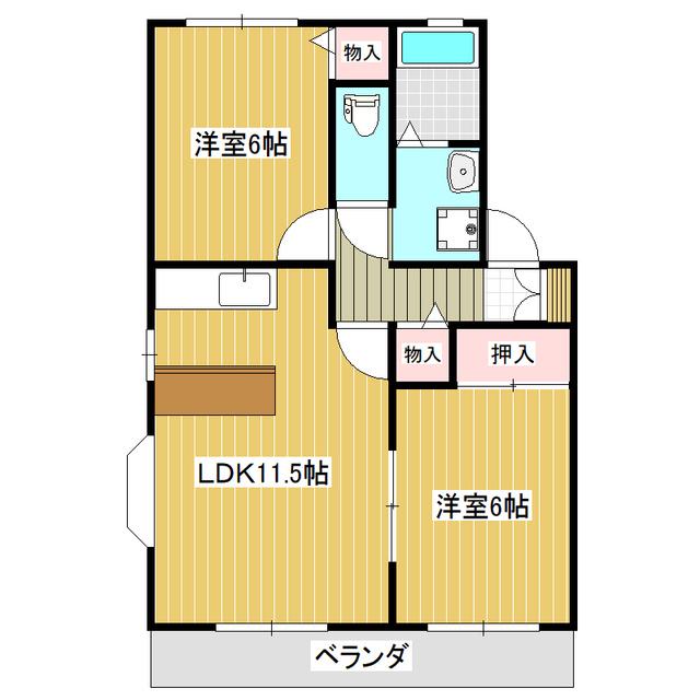 テイクIV(2LDK/1階)の間取り写真