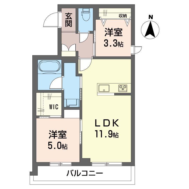 ハレ フアラライ(2LDK/2階)の間取り写真