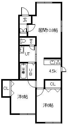 CHERRY宮下(2LDK/2階)の間取り写真