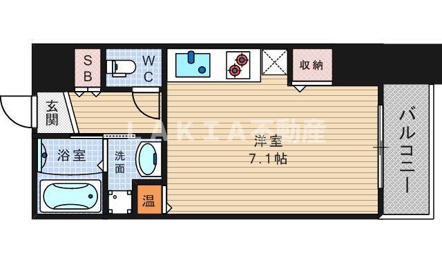 レジデンス本町(ワンルーム/15階)の間取り写真