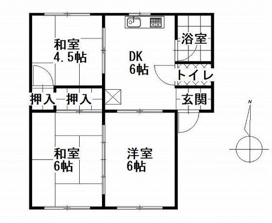 OSレジデンス A棟(3DK/2階)の間取り写真