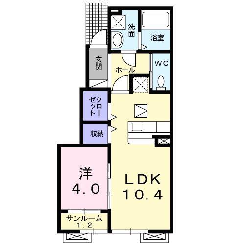 ステラ・メゾン B棟(1LDK/1階)の間取り写真