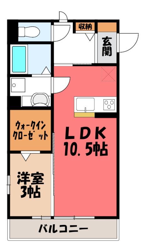 コージーネスト A(1LDK/3階)の間取り写真