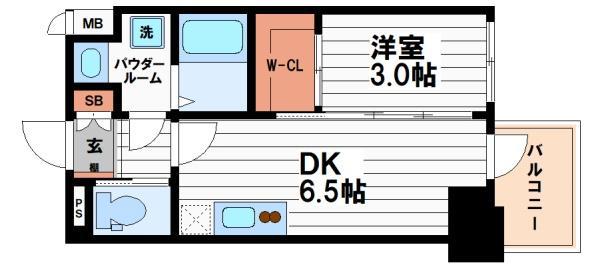 セレニテ堺筋本町リアン(1DK/12階)の間取り写真