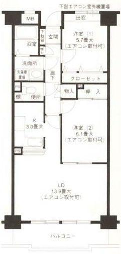 ピュアフィールド新横浜(2LDK/6階)の間取り写真