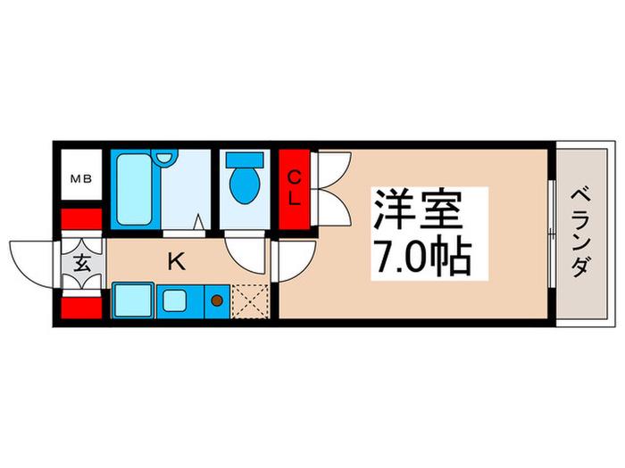 レジディア浦安(1K/4階)の間取り写真