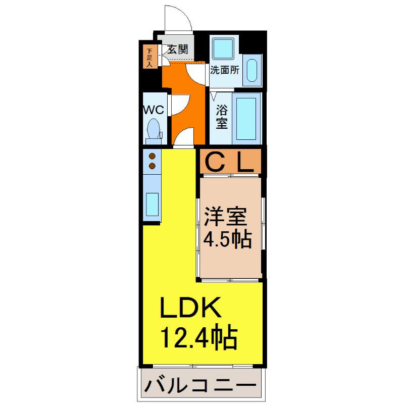 ルーエ千種(1LDK/2階)の間取り写真