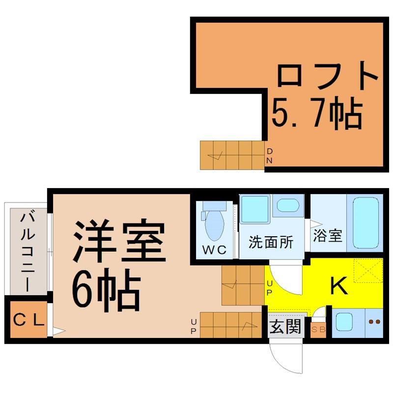 クレーシェレ瑞穂(1K/1階)の間取り写真