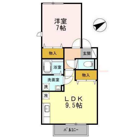 プチセジュール洲先町(1LDK/2階)の間取り写真