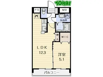 アンジューVI(1LDK/2階)の間取り写真