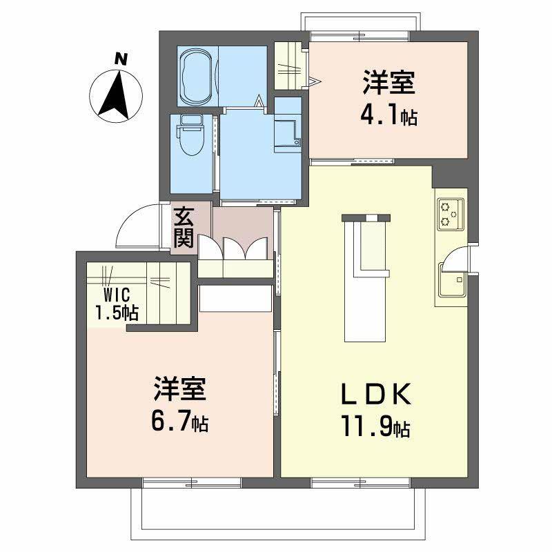 コンフォルタ藤沢町E(3K/1階)の間取り写真