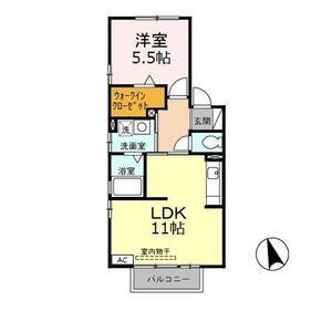 レジデンス ミツ2 B棟(1LDK/2階)の間取り写真