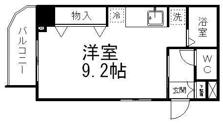 ベルシティ五橋(ワンルーム/6階)の間取り写真