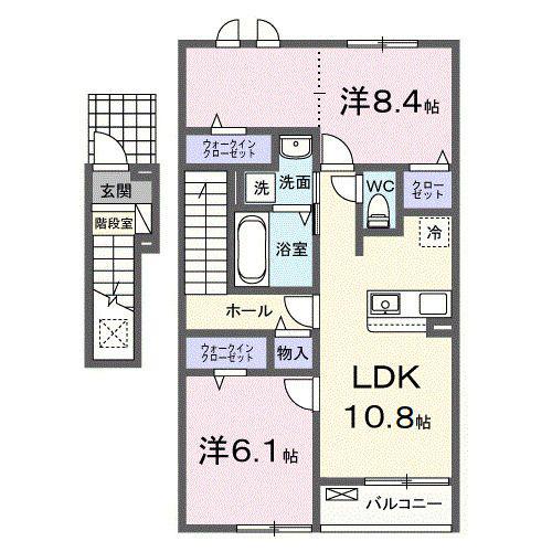 セレスティアII(2LDK/2階)の間取り写真