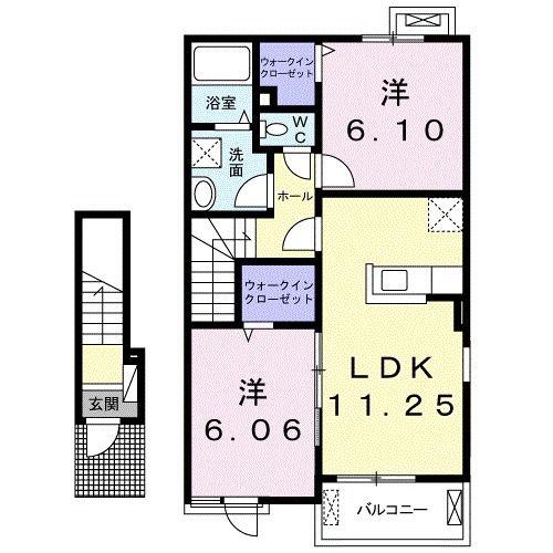 シエテ カミーノII(2LDK/2階)の間取り写真
