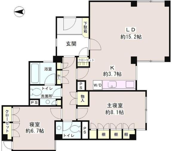 ライトウェル高輪(2LDK/1階)の間取り写真