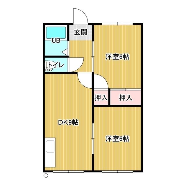 ハイツコシイシII(2DK/1階)の間取り写真