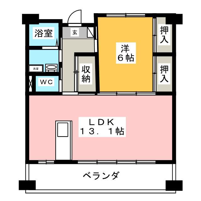 ロゼ・ロワール(1LDK/5階)の間取り写真