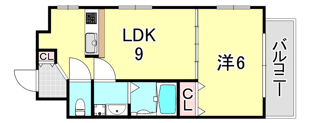 ソレイユ六甲II(1DK/3階)の間取り写真