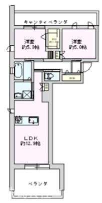 シャレーリブラン(2LDK/2階)の間取り写真
