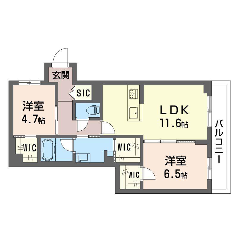 フェリーチェSAMUKAWA(2LDK/3階)の間取り写真