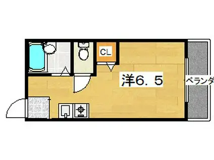 シャンテー中宮I(1K/3階)の間取り写真