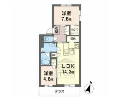 モンセル(2LDK/1階)の間取り写真