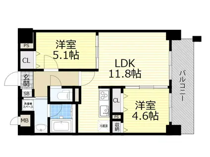 レミオコート都島(2LDK/3階)の間取り写真