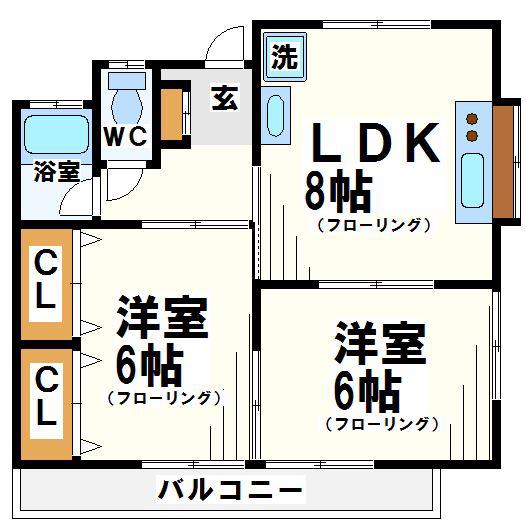 ホワイトタウン(2LDK/1階)の間取り写真