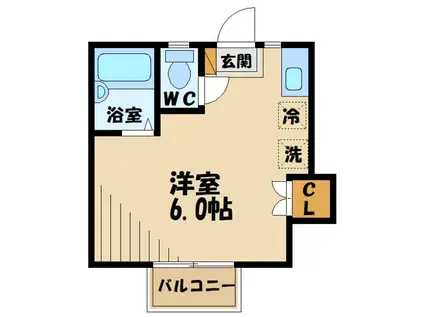 コーポ峰(ワンルーム/2階)の間取り写真